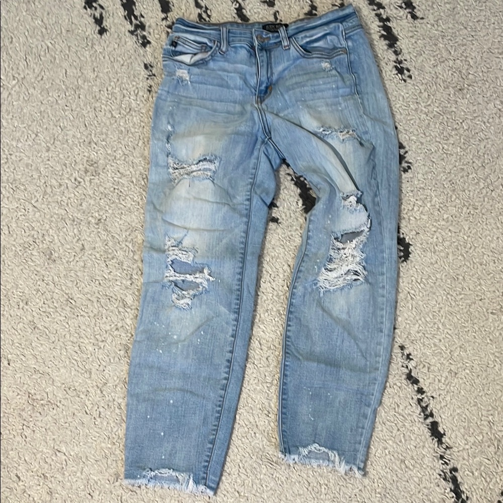 Judy Blue Distressed Boyfriend Blue Jeans